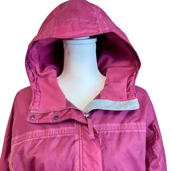 Vintage LL BEAN Pink Hooded Rain Jacket Sz‎ L Fleece Lined Travel Packable - Picture 3 of 15